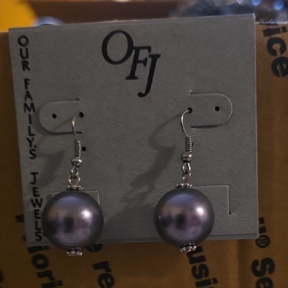 OFJ Purple Pearl Drop Earrings
